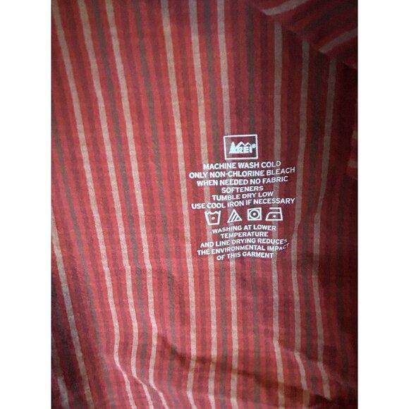 REI Mens Red Striped Hiking Camping Short Sleeve Shirt Collared Button XL?? - Picture 5 of 6